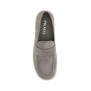 Prada Gray Suede Slip-On Loafers