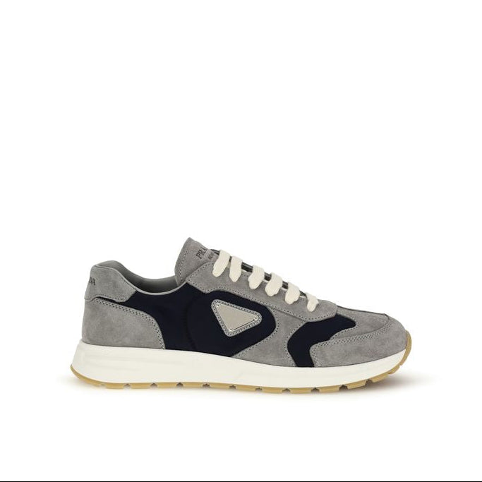 Prada Blue Prax Suede & Re-Nylon Athletic Sneakers