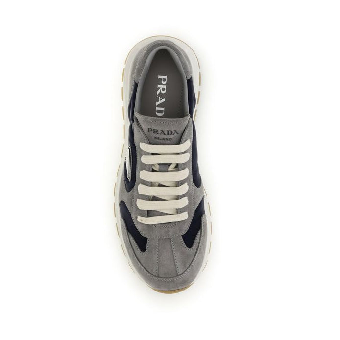 Prada Blue Prax Suede & Re-Nylon Athletic Sneakers