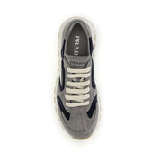 Prada Blue Prax Suede & Re-Nylon Athletic Sneakers