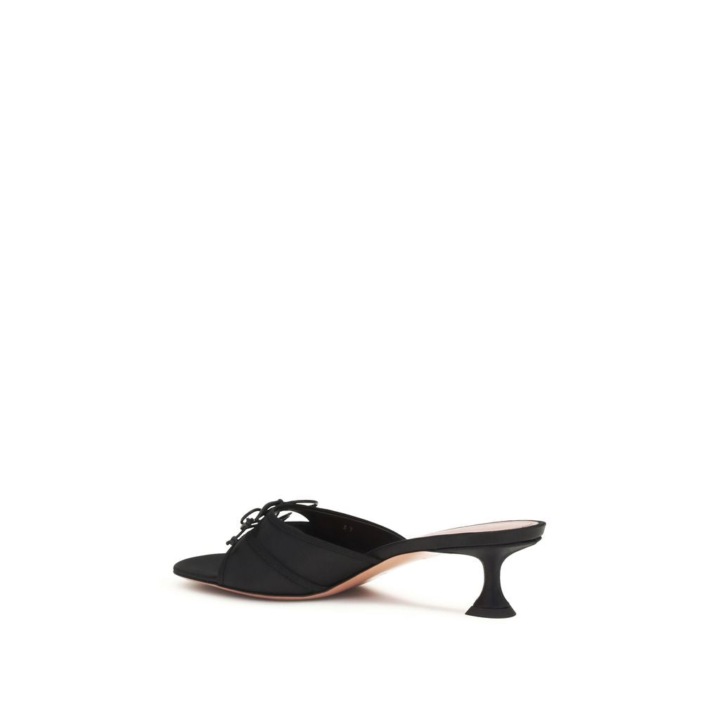 Amina Muaddi Black Silk Sandals
