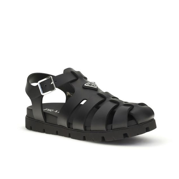 Prada Black Leather Cage Sandals