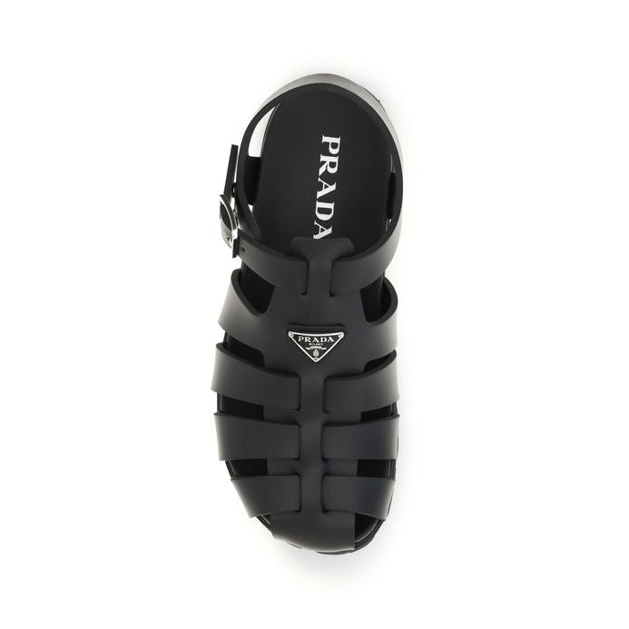 Prada Black Leather Cage Sandals