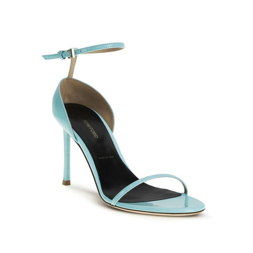 Tom Ford Blue Calf Leather Bos Taurus Stiletto Heel Sandals