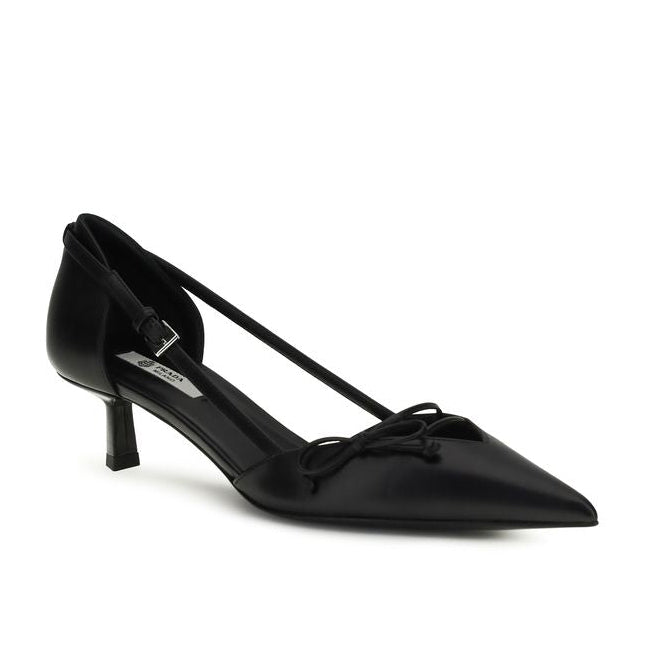 Prada Black Leather Kitten Heel Pumps
