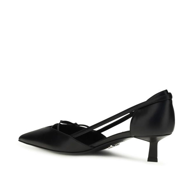 Prada Black Leather Kitten Heel Pumps