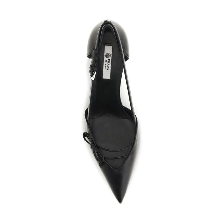 Prada Black Leather Kitten Heel Pumps