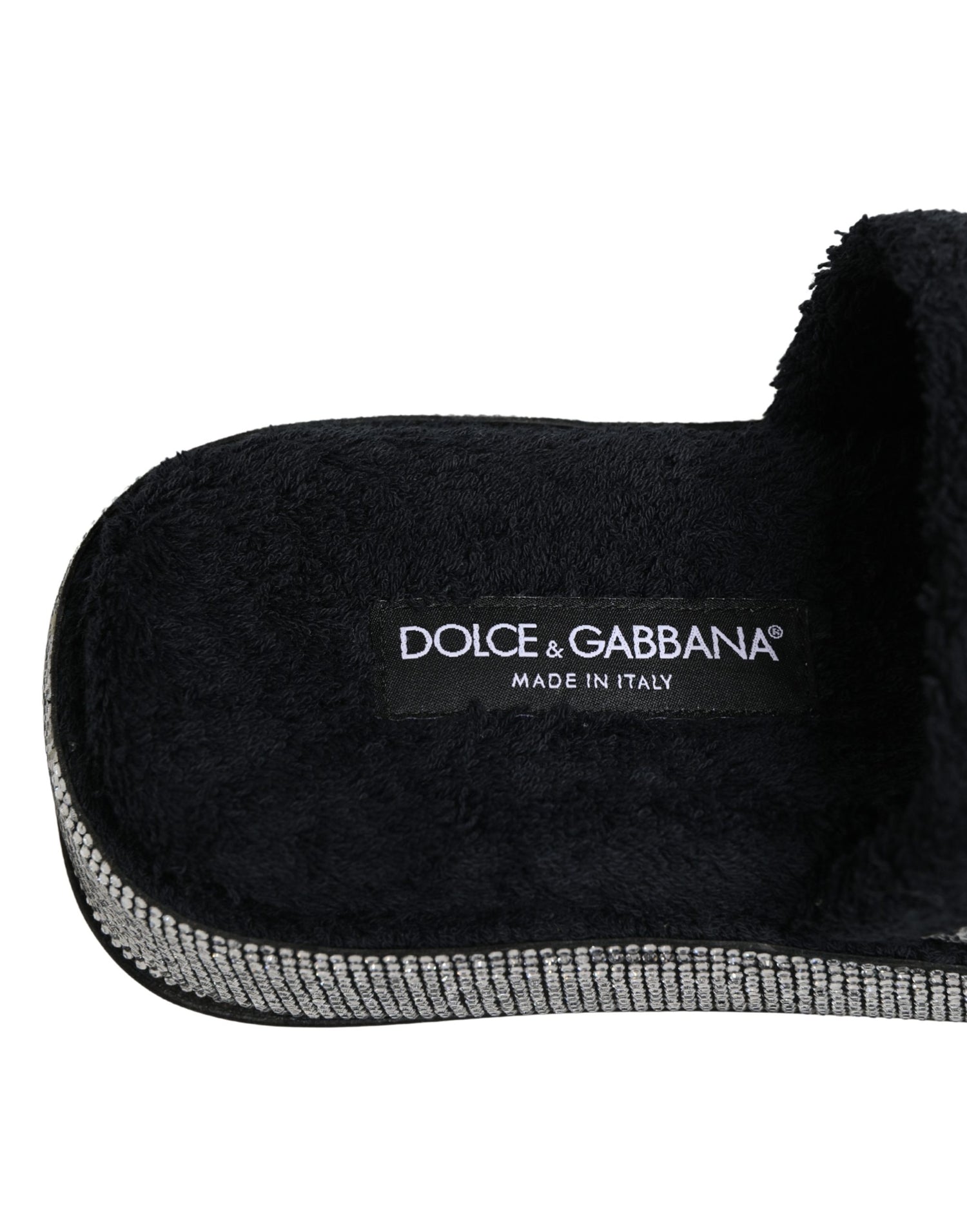 Dolce & Gabbana Black Crystal Embellished Platform Slides Shoes