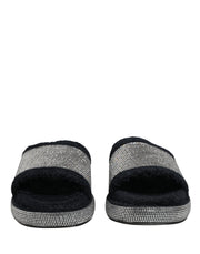 Dolce & Gabbana Black Crystal Embellished Platform Slides Shoes