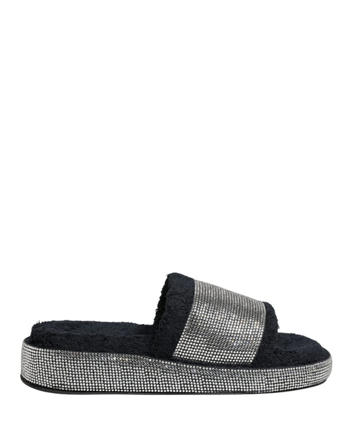 Dolce & Gabbana Black Crystal Embellished Platform Slides Shoes