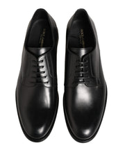 Dolce & Gabbana Black Calfskin Leather Derby Men Dress Shoes