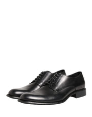 Dolce & Gabbana Black Calfskin Leather Derby Men Dress Shoes