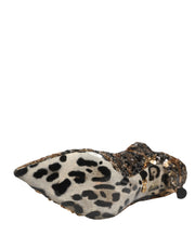 Dolce & Gabbana Gold Leopard Sequin Sock Ankle Boots Shoes