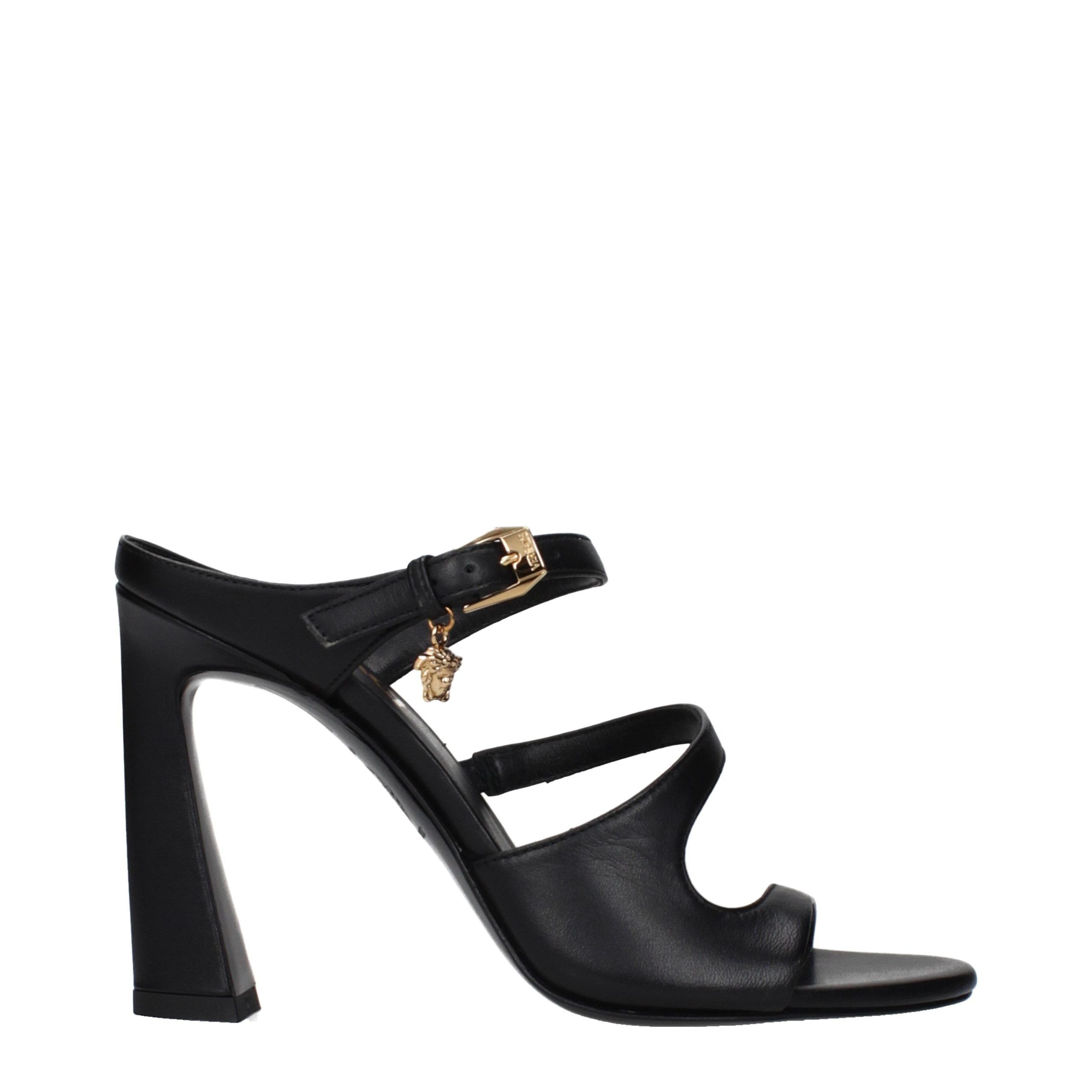 Versace Black Leather Sandals