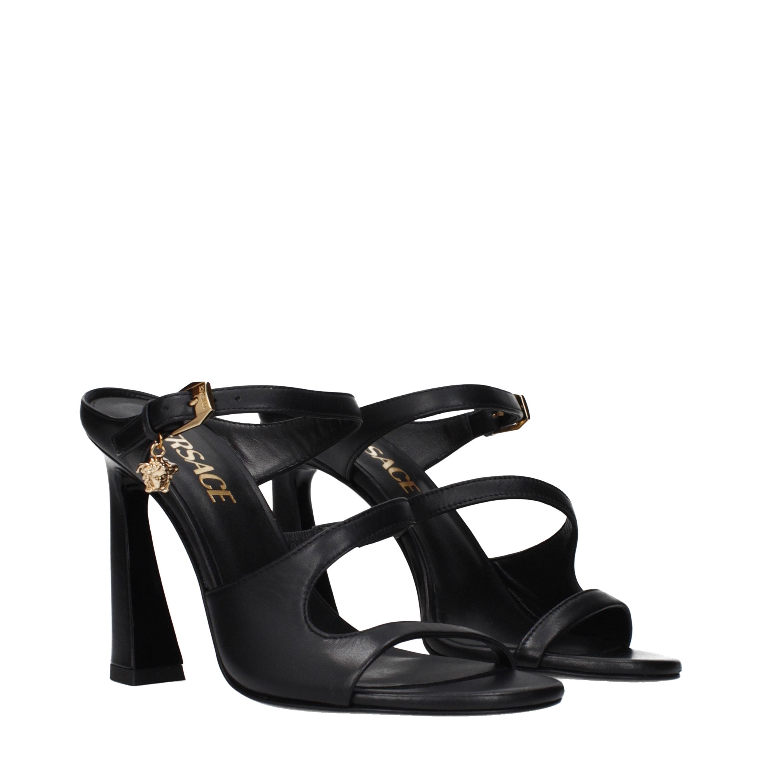 Versace Black Leather Sandals