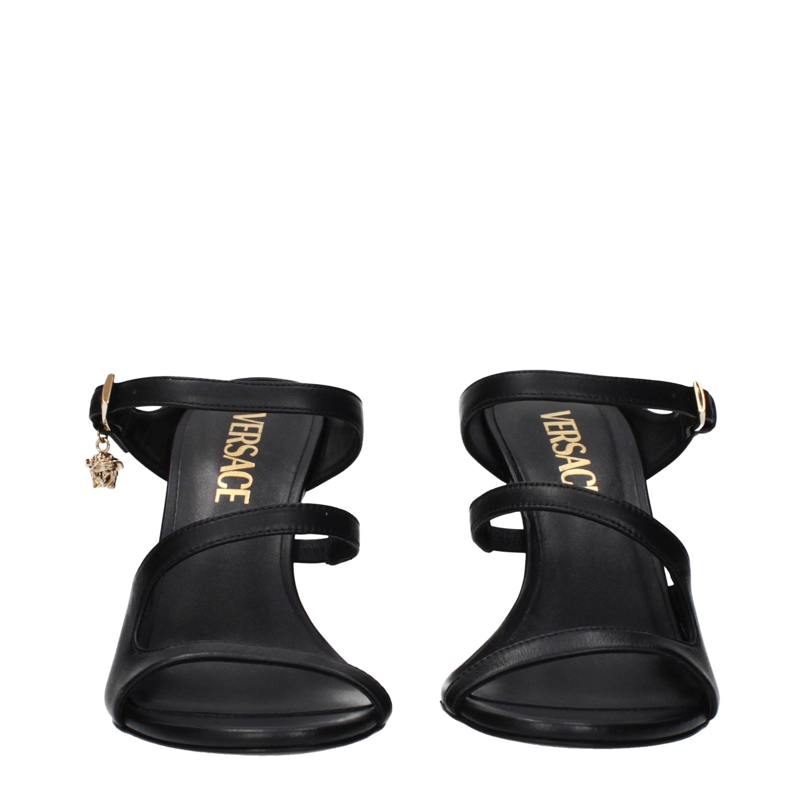 Versace Black Leather Sandals