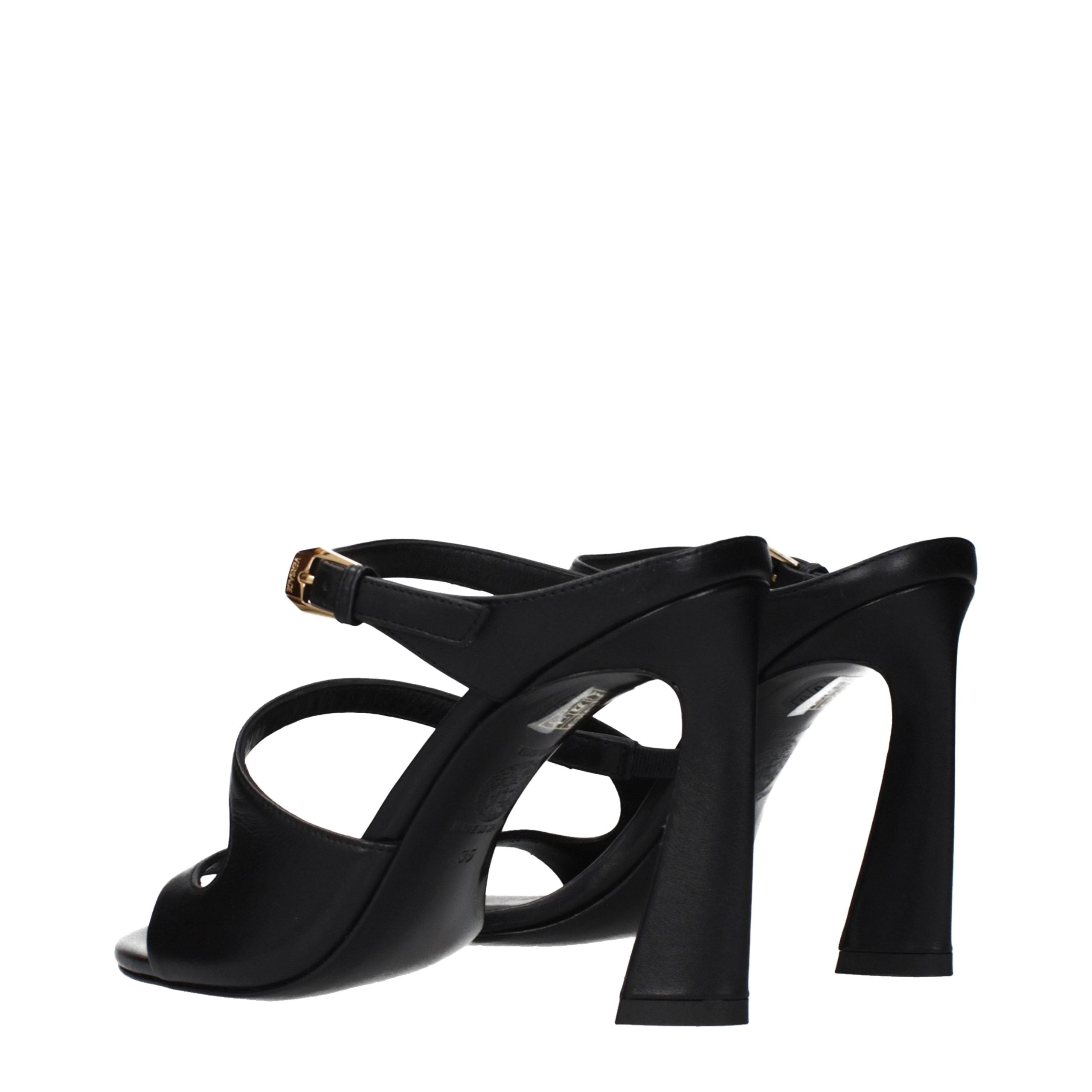 Versace Black Leather Sandals