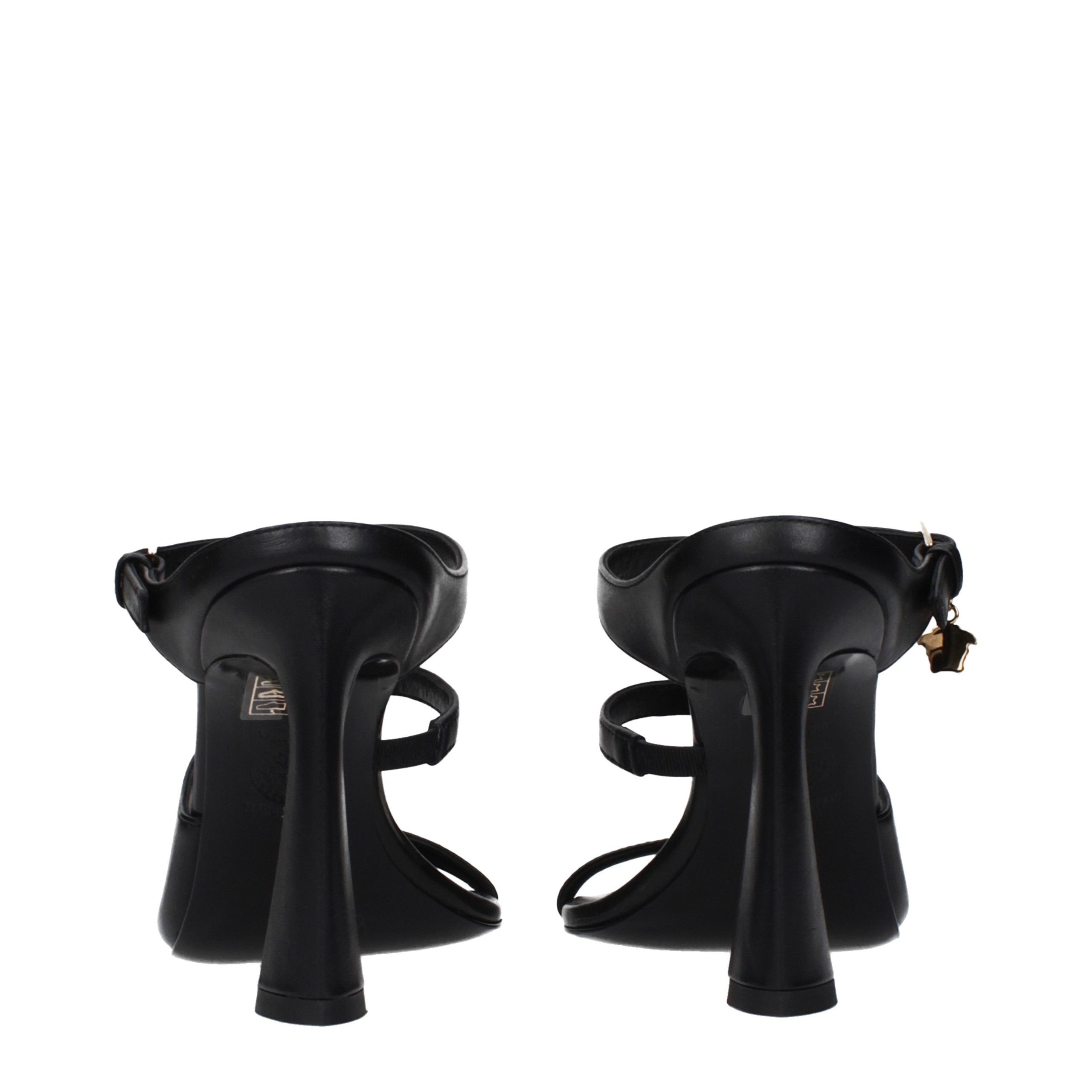 Versace Black Leather Sandals