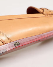 Dolce & Gabbana Beige Tassel Leather Men Slip On Loafers Shoes