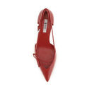 Prada Red Side-Cut Kitten Heel Pumps with Bow Detail