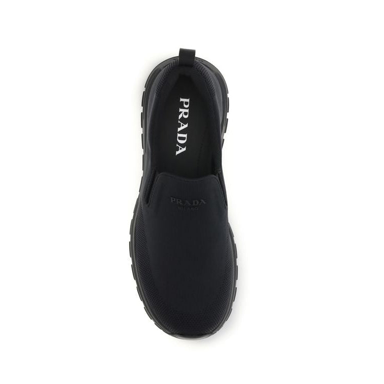 Prada Black Jersey Slip-On Sneakers