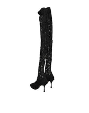 Dolce & Gabbana Black Taormina Lace Socks Boots Pumps Shoes