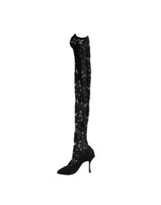 Dolce & Gabbana Black Taormina Lace Socks Boots Pumps Shoes
