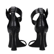Versace Black Leather Stiletto Heel Sandals