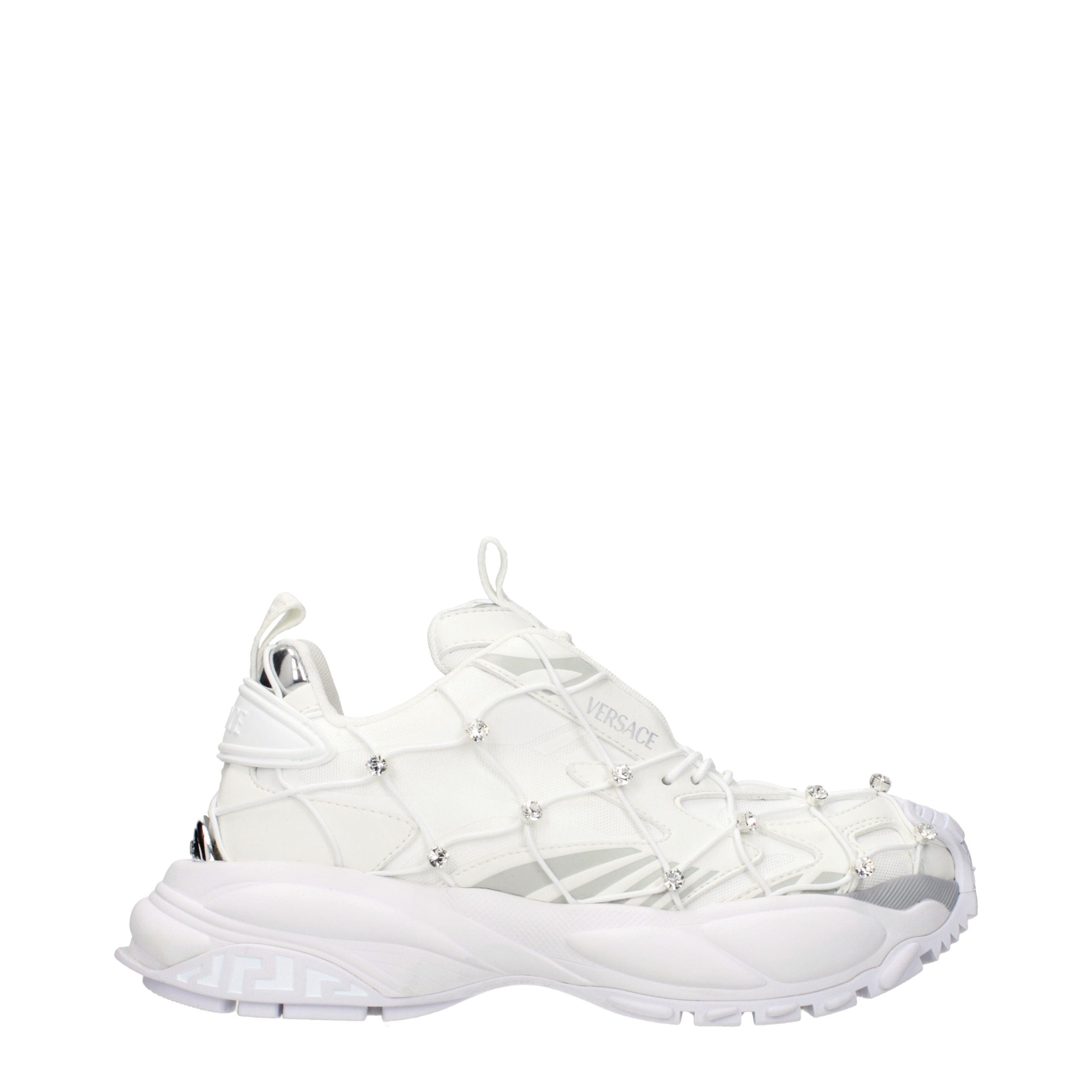 Versace White Limited Crystal Net Sneakers