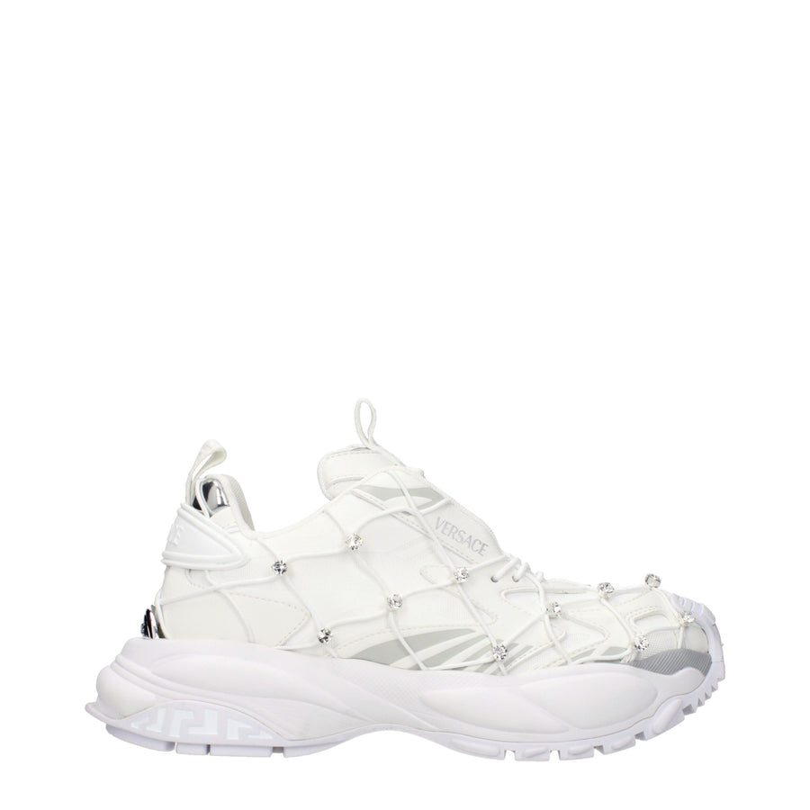 Versace White Limited Crystal Net Sneakers