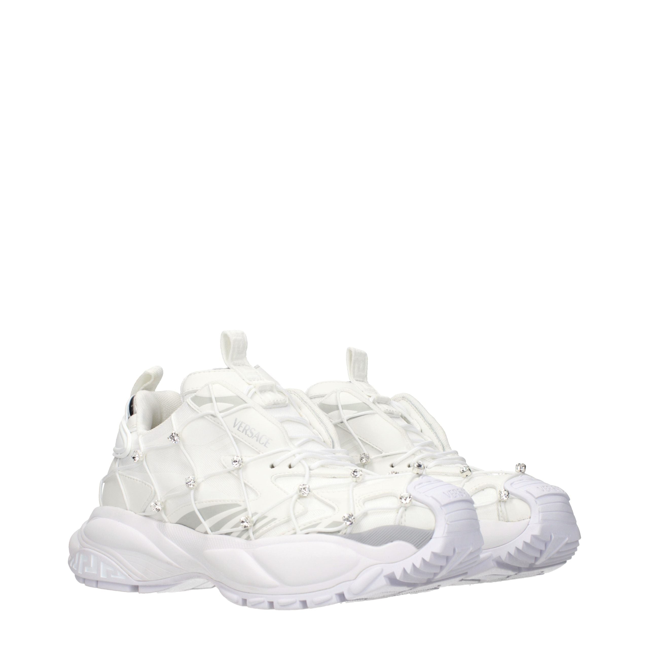 Versace White Limited Crystal Net Sneakers