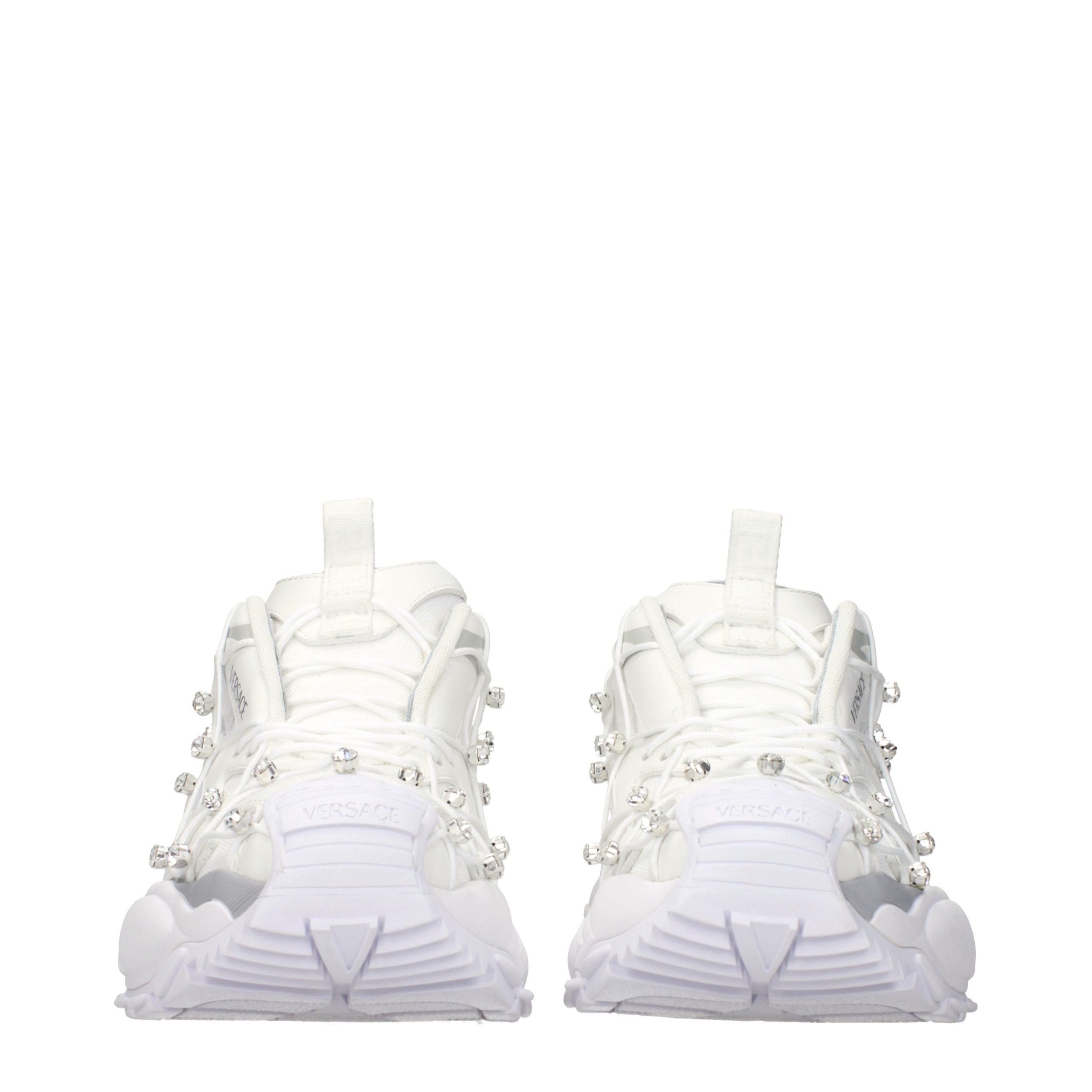 Versace White Limited Crystal Net Sneakers