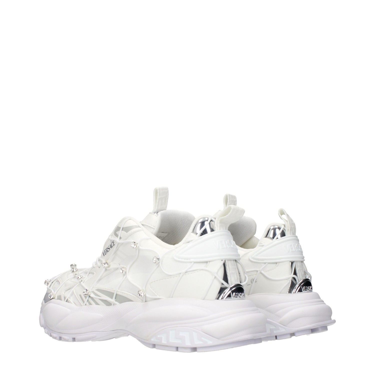 Versace White Limited Crystal Net Sneakers