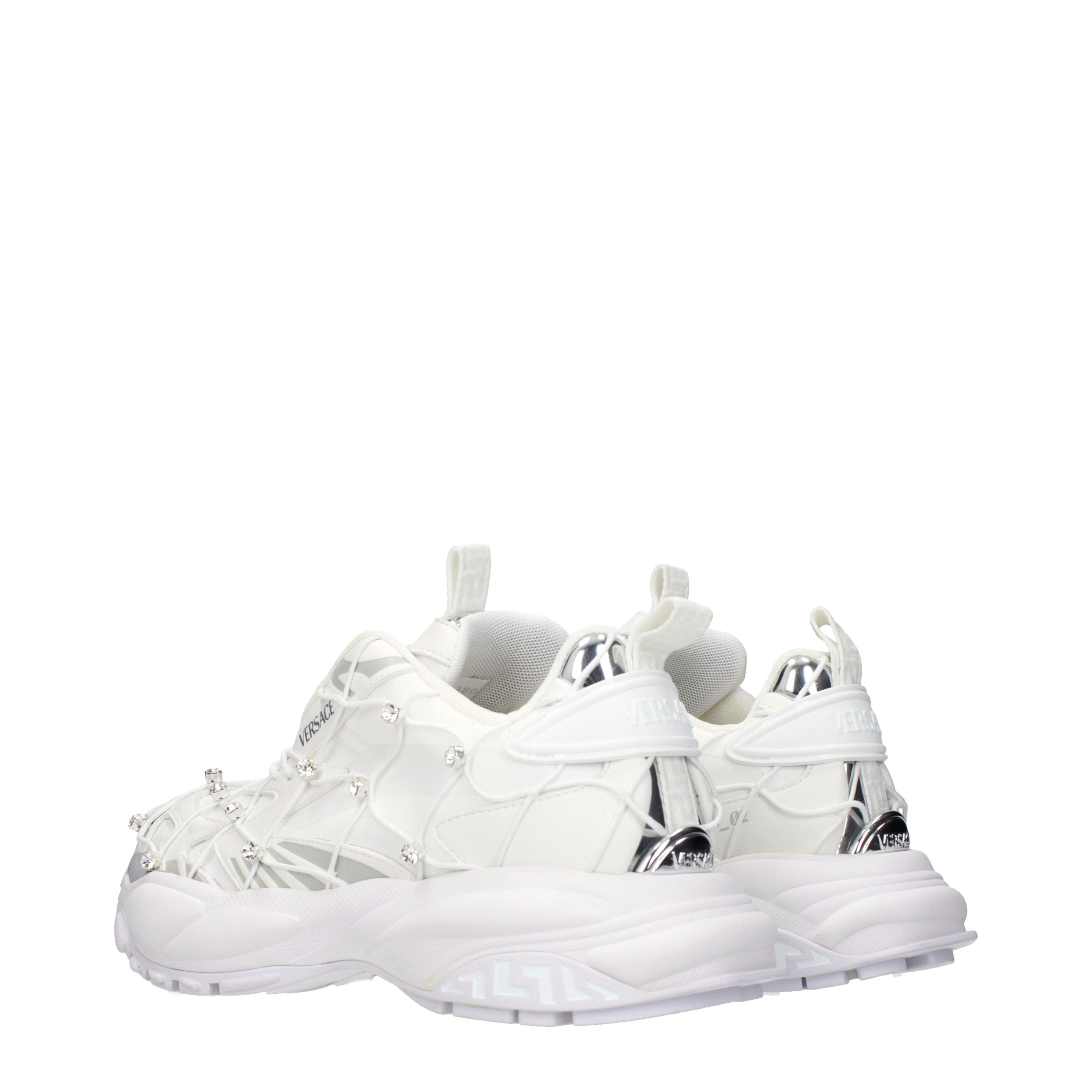 Versace White Limited Crystal Net Sneakers
