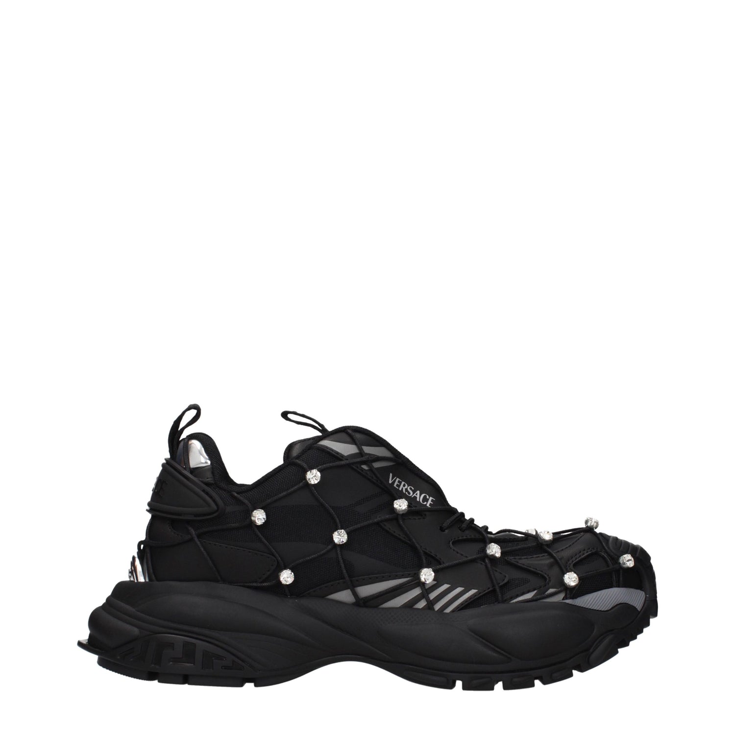 Versace Black Limited Crystal Net Sneakers