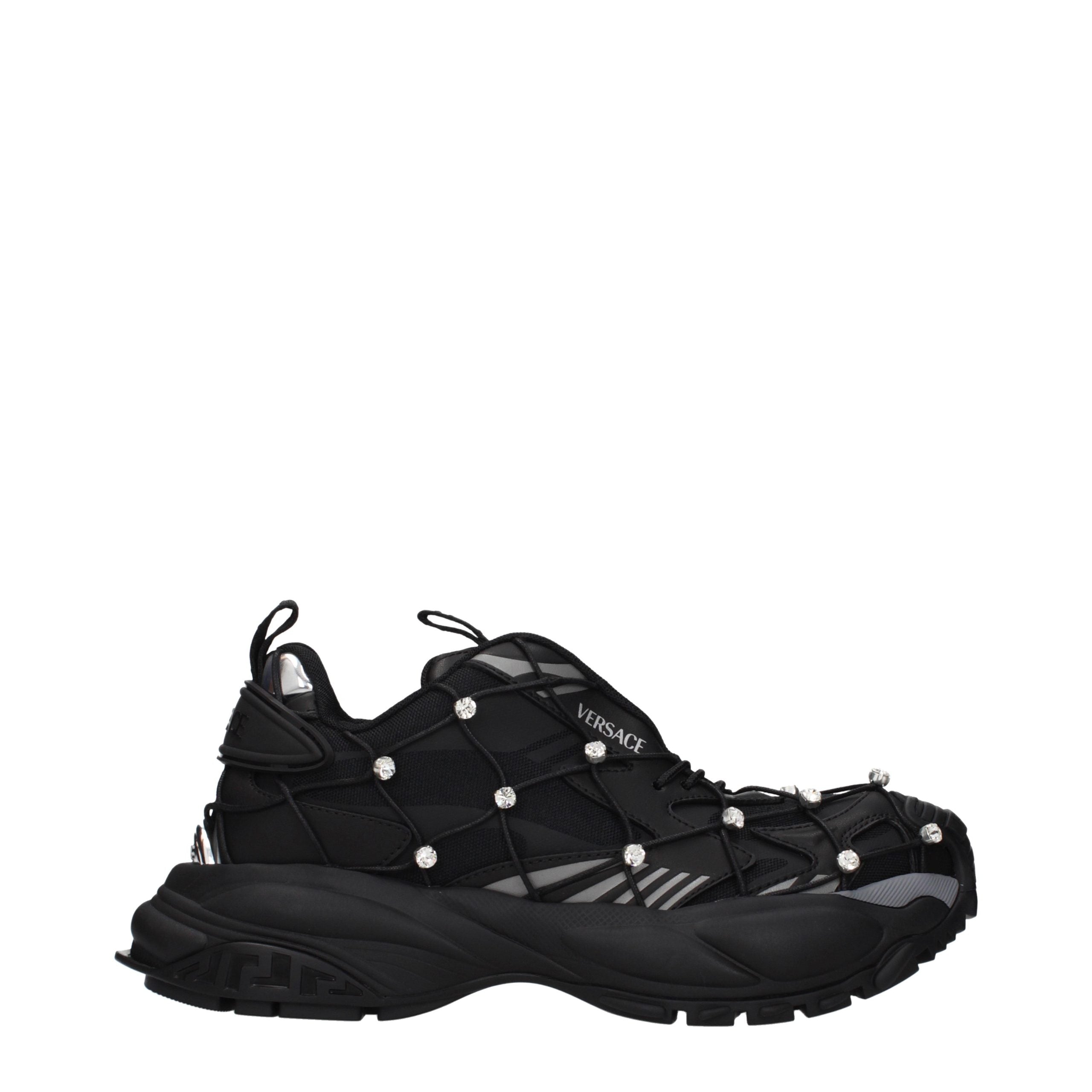 Versace Black Limited Crystal Net Sneakers