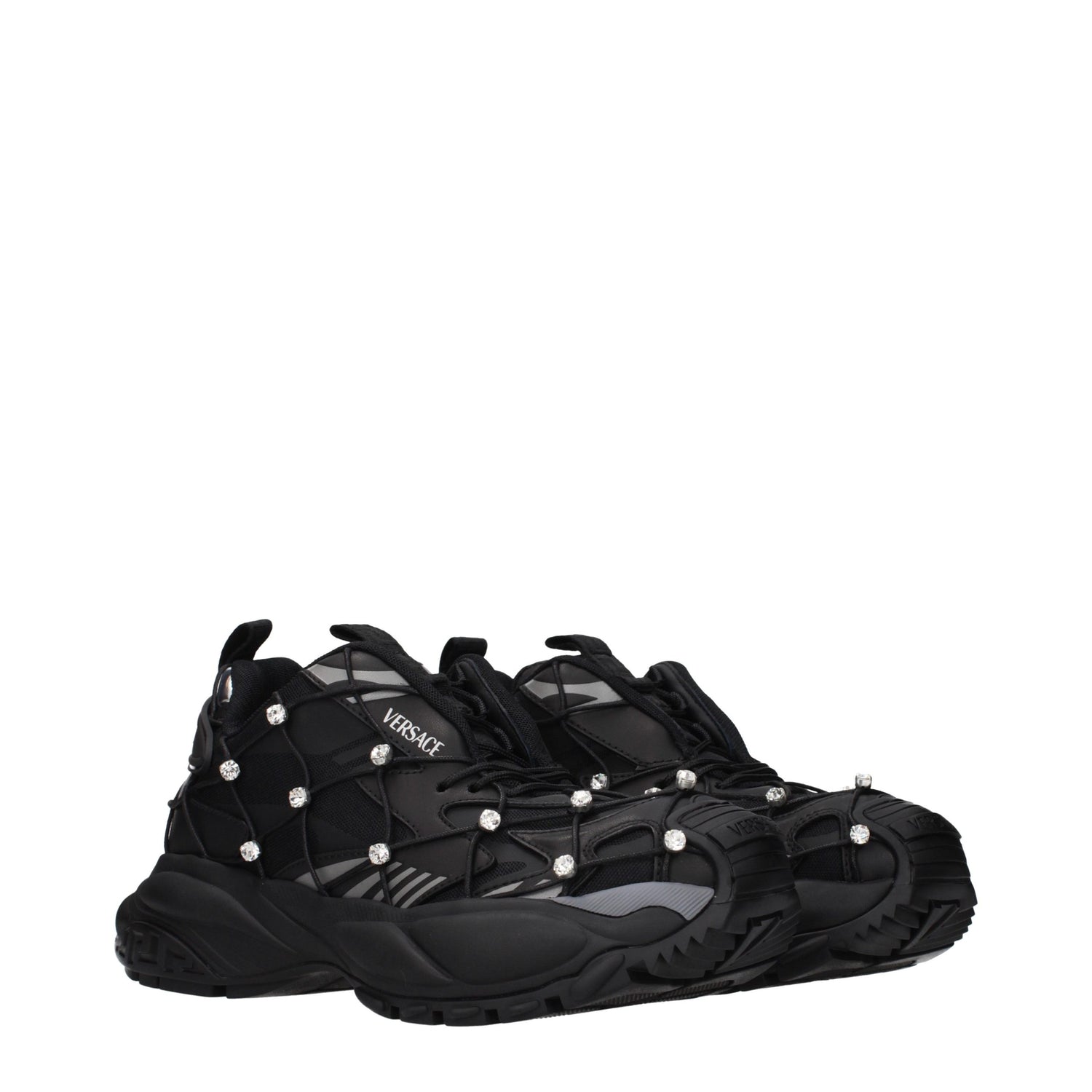 Versace Black Limited Crystal Net Sneakers