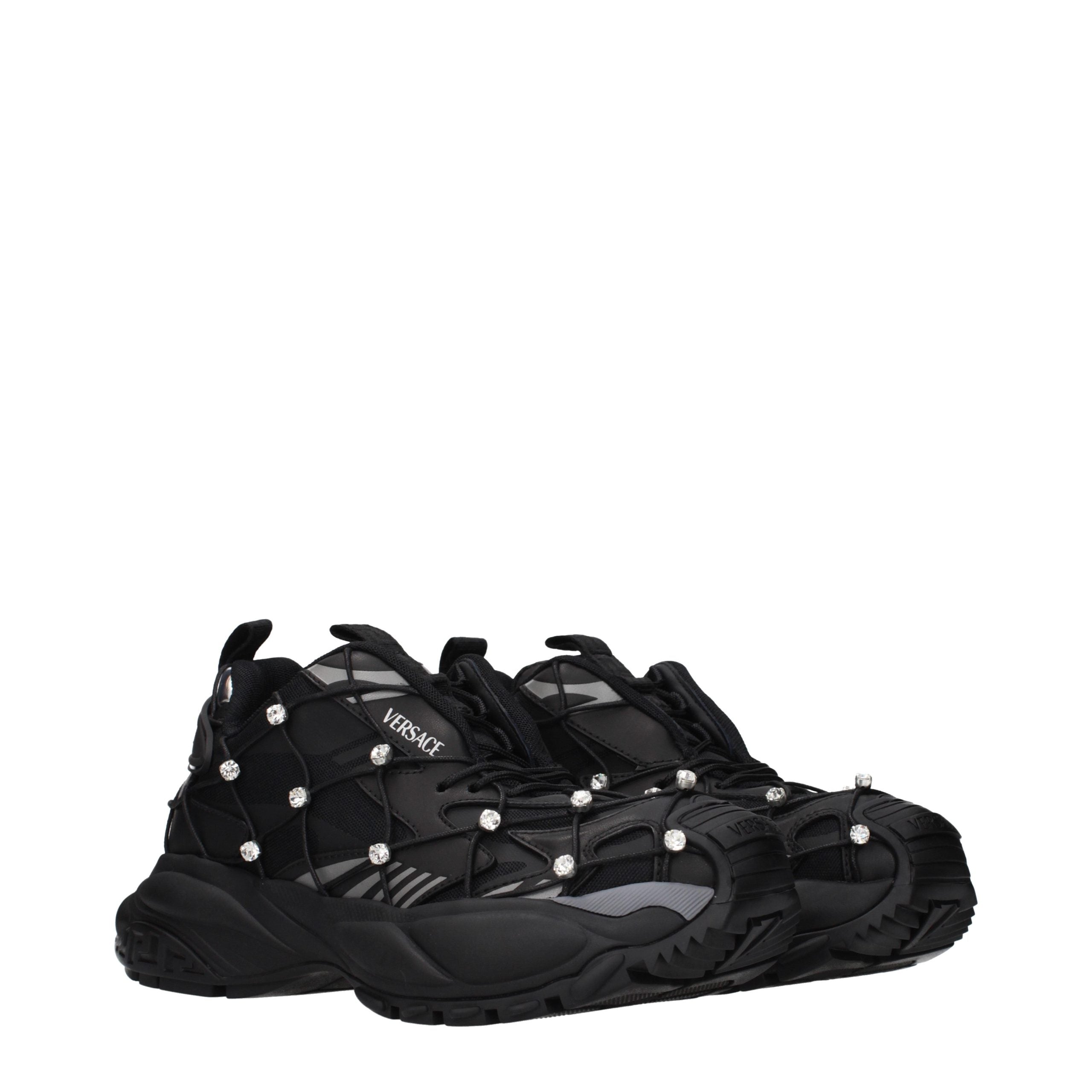Versace Black Limited Crystal Net Sneakers