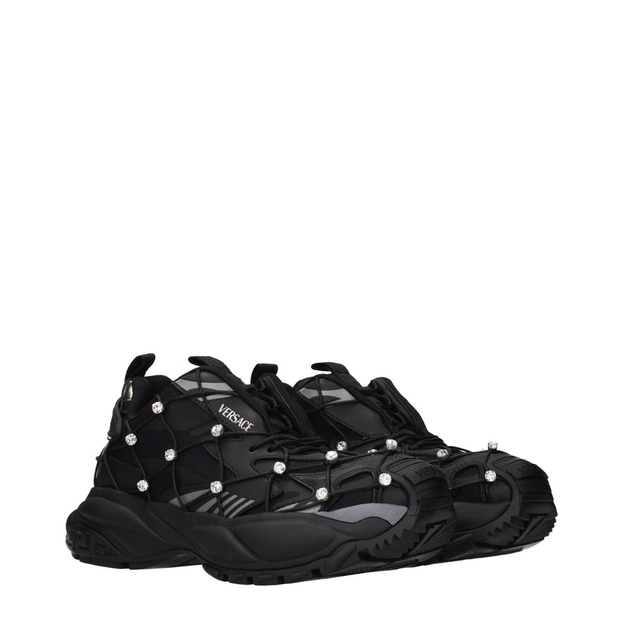 Versace Black Limited Crystal Net Sneakers