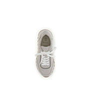 Brunello Cucinelli Gray Calf Leather Bos Taurus Athletic Sneakers