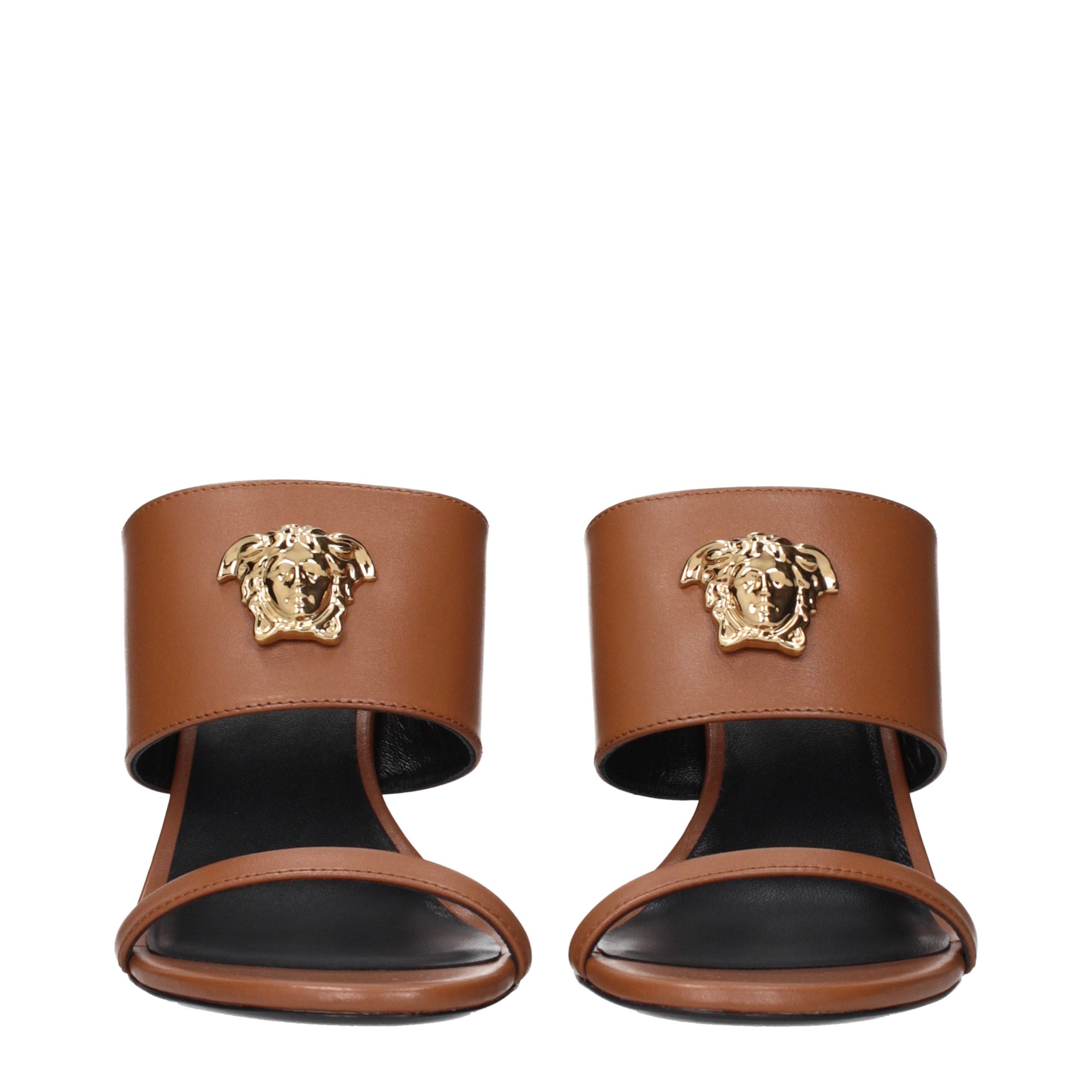Versace Brown Leather Sandals