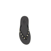Valentino Garavani Black Calf Leather Bos Taurus Flip-Flop Sandals