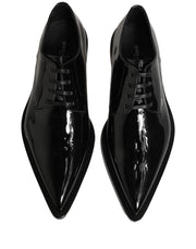 Dolce & Gabbana Black Leather Men Derby Dress Formal Shoes