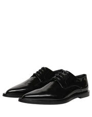 Dolce & Gabbana Black Leather Men Derby Dress Formal Shoes