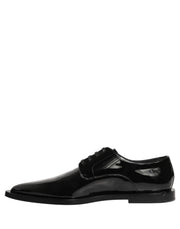 Dolce & Gabbana Black Leather Men Derby Dress Formal Shoes