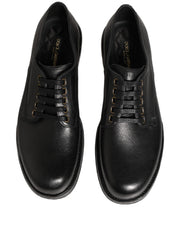 Dolce & Gabbana Black Leather Lace Up Derby Dress Men Shoes