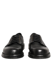Dolce & Gabbana Black Leather Lace Up Derby Dress Men Shoes