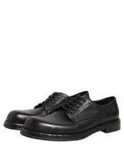 Dolce & Gabbana Black Leather Lace Up Derby Dress Men Shoes