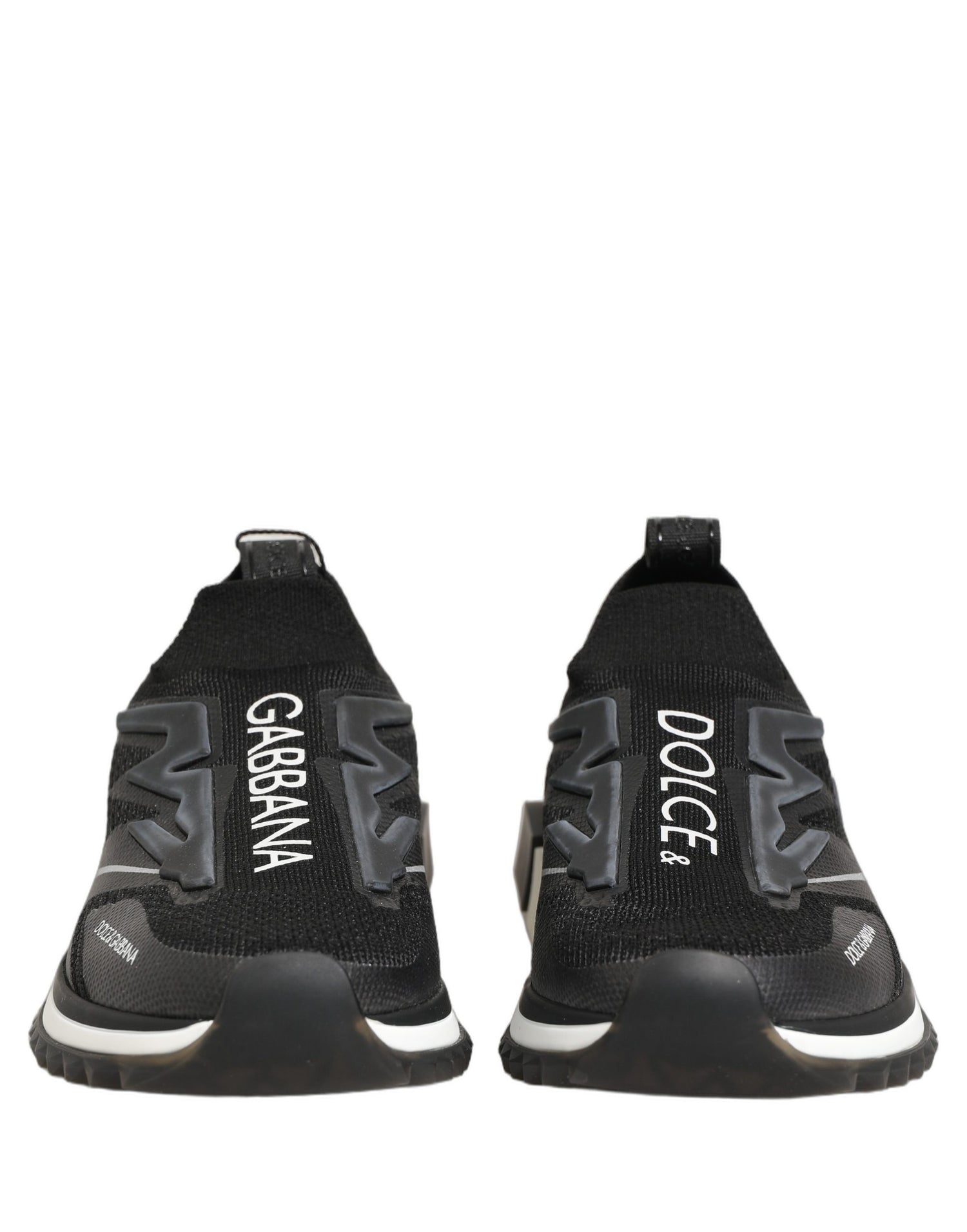 Dolce & Gabbana Black White Sorrento Slip-On Logo Sneakers Shoes