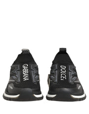Dolce & Gabbana Black White Sorrento Slip-On Logo Sneakers Shoes